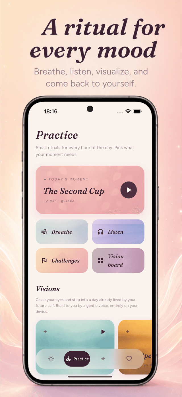 Elara daily affirmations app showing the personalized daily deck