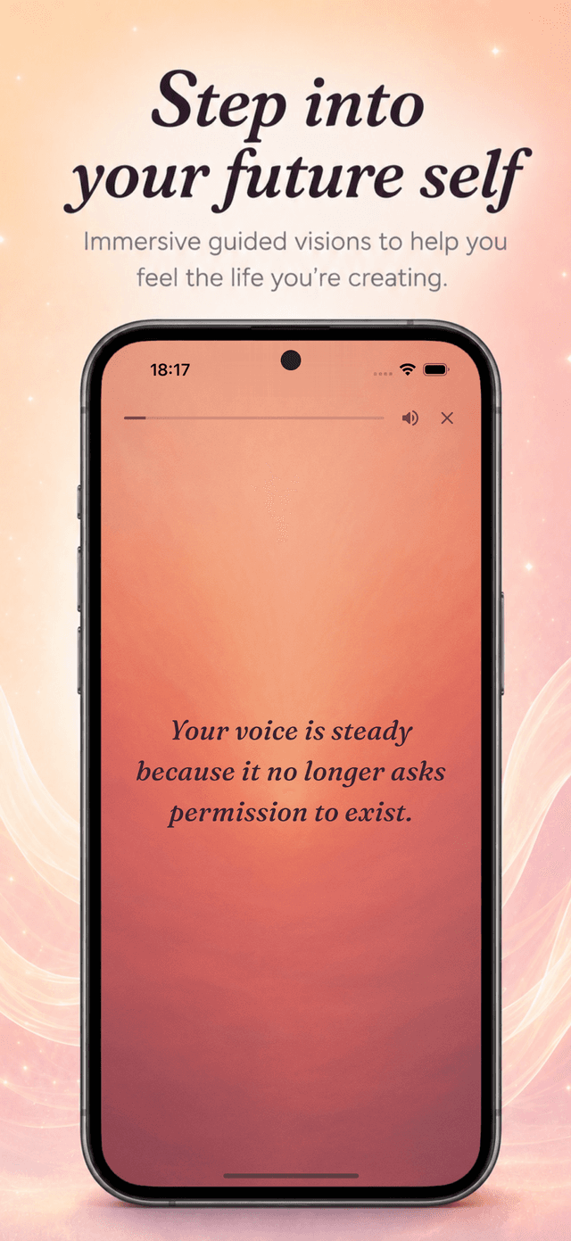 On-device Elara Voice reading affirmations aloud with ambient sounds